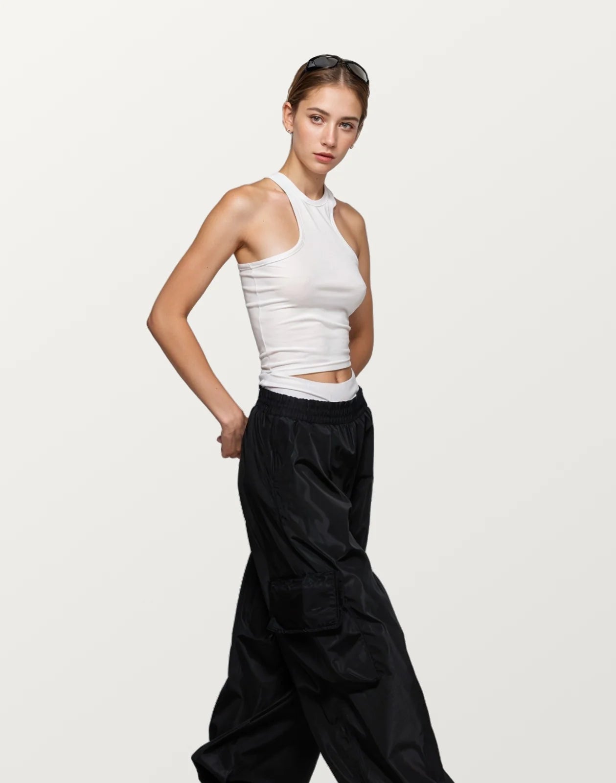White Halter Neck Tank Top